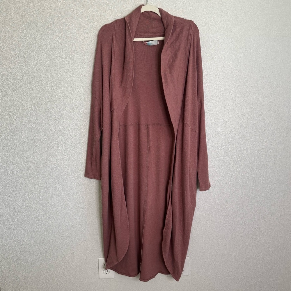 Free People Beach Oversized Cuddle Up Longline Cardigan Sweater Cactus Tint XS‎